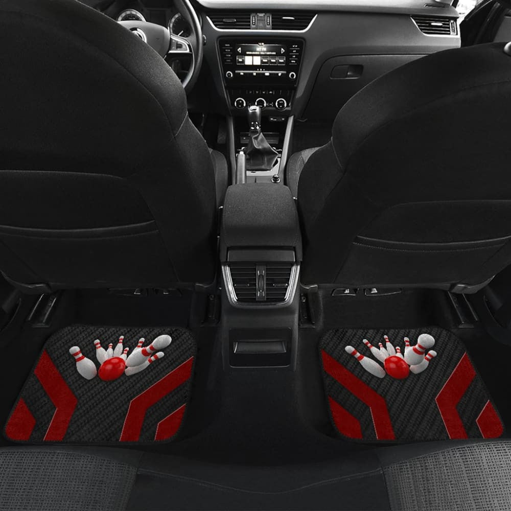 Bowling Metallic Style Printed Black Red Themed Car Floor Mats