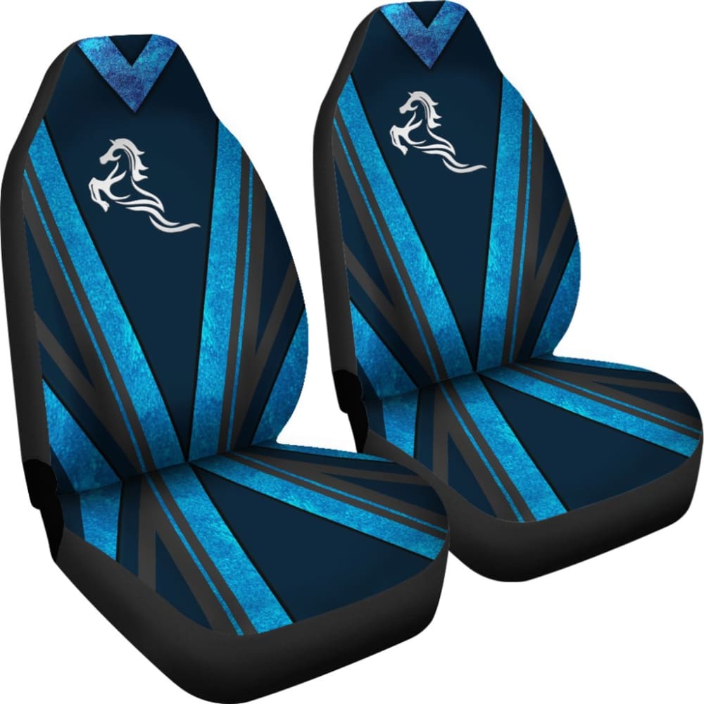 Amazing Blue Horse Mustang Metallic Style Printed Car Accessories Car Seat Covers