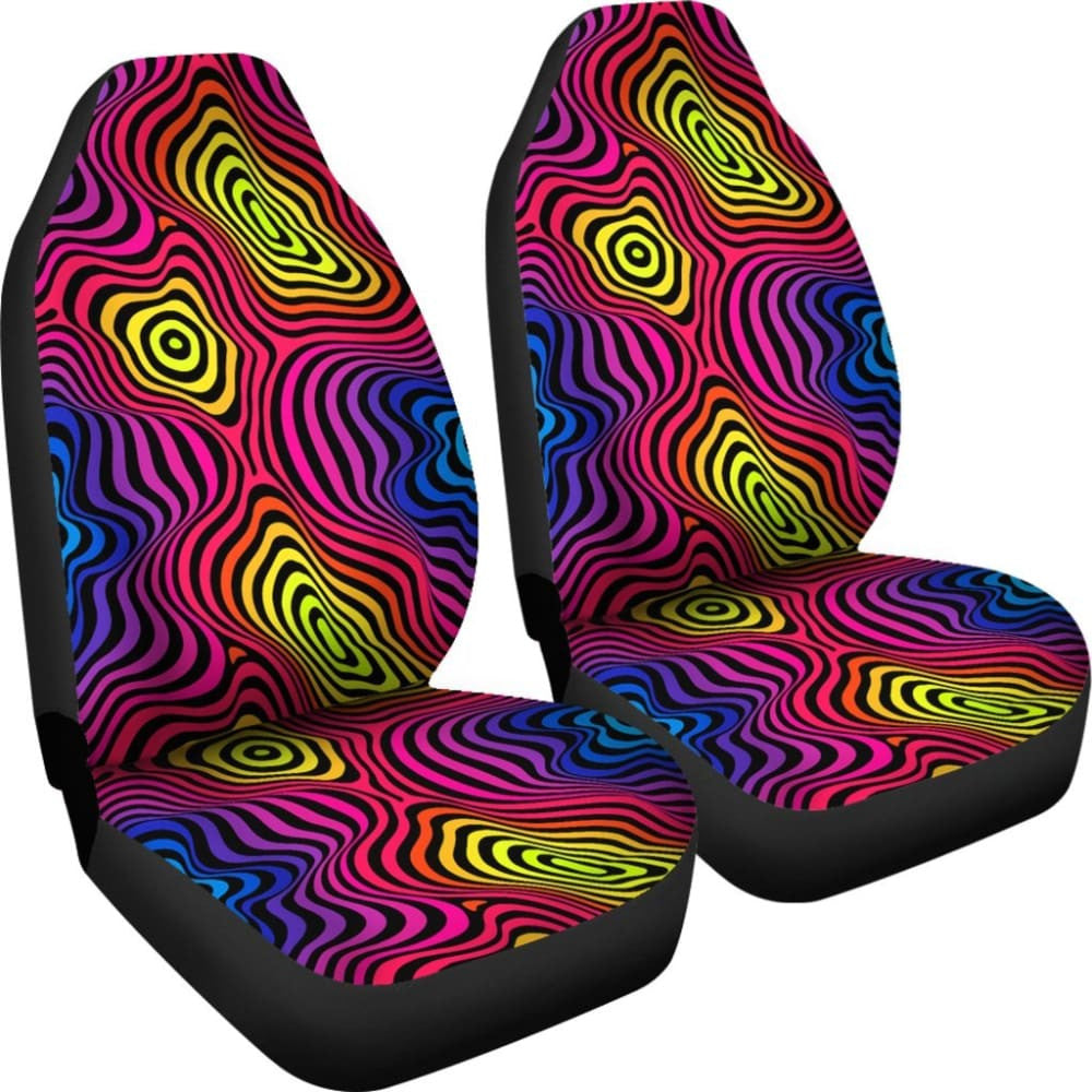 Psychedelic Abstract Colorful Rainbow Car Seat Cover