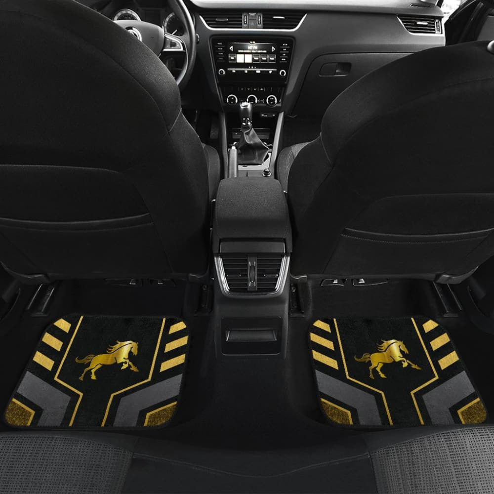Amazing Yellow Black Horse Mustang Custom Metallic Style Printed Car Floor Mats