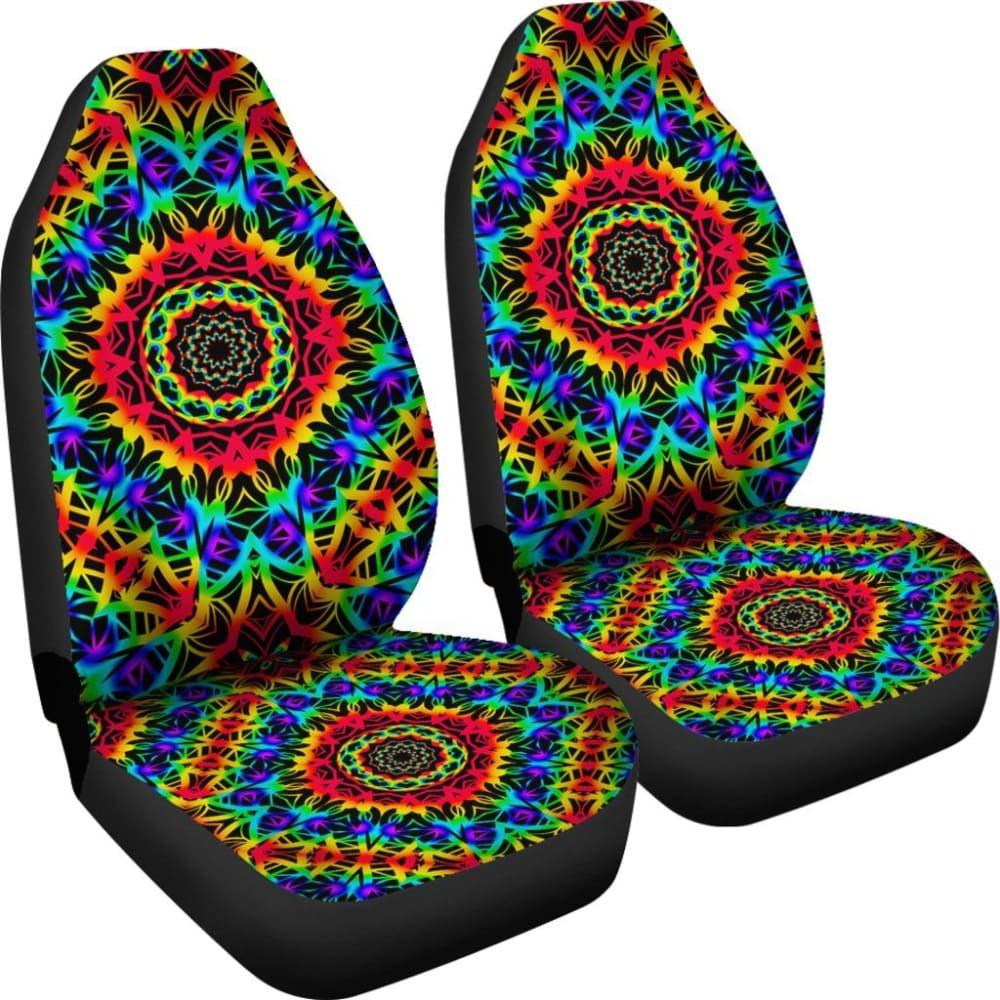 Psychedelic Colorful Rainbow Car Seat Cover