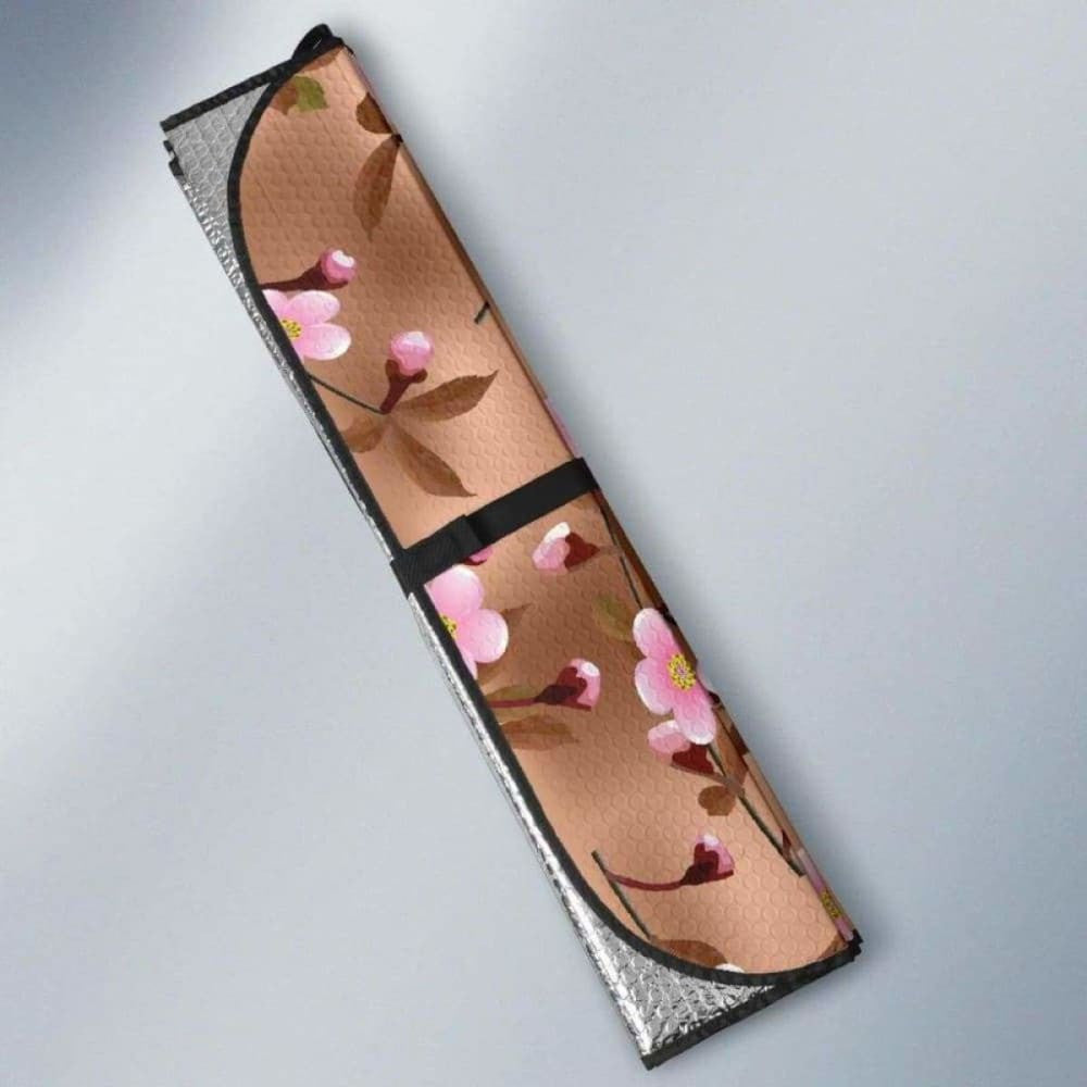 Pink Sakura Cherry Blossom Drak Brown Background Car Auto Sun Shades