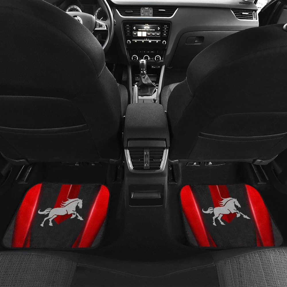 Amazing Dark Red Horse Mustang Custom Metallic Style Printed Car Floor Mats