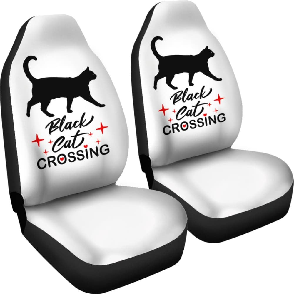 Black Cat Crossing Car Seat Covers
