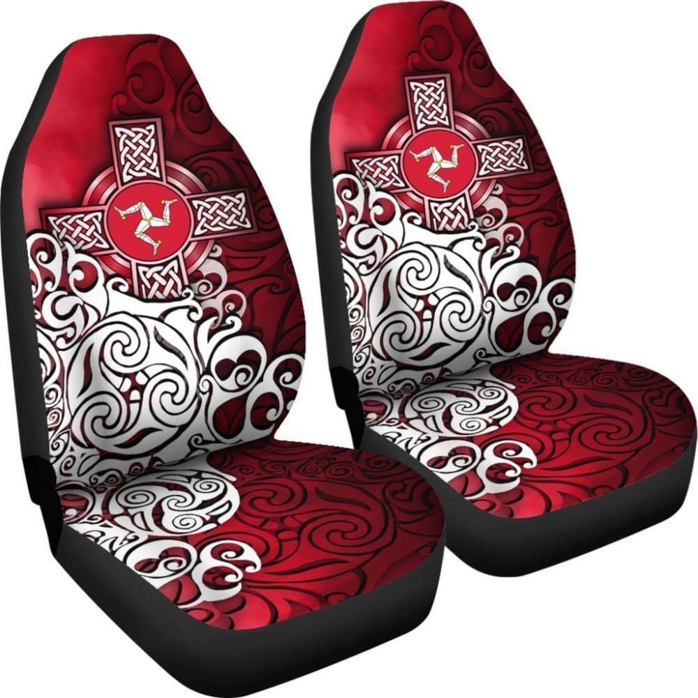 Celtic Car Seat Covers - Isle Of Man Flag With Celtic Cross