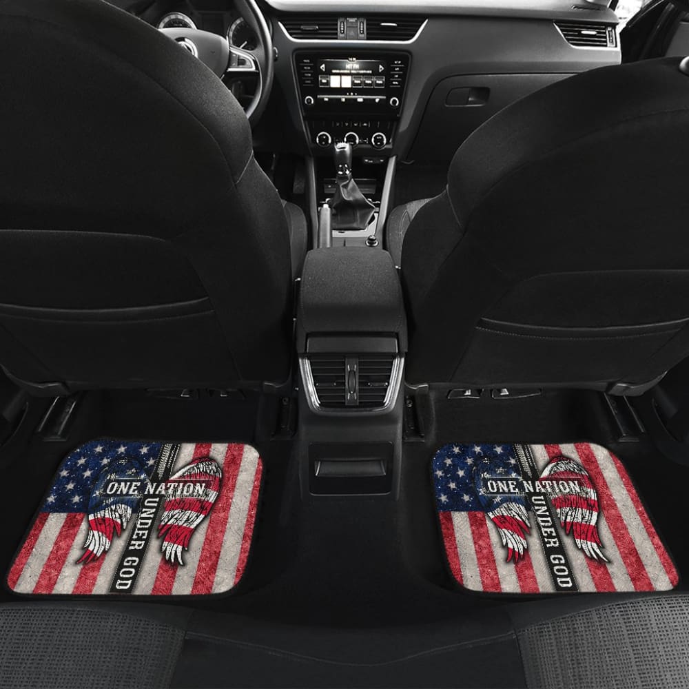 One Nation Under God American Flag Wings Cross Car Floor Mats