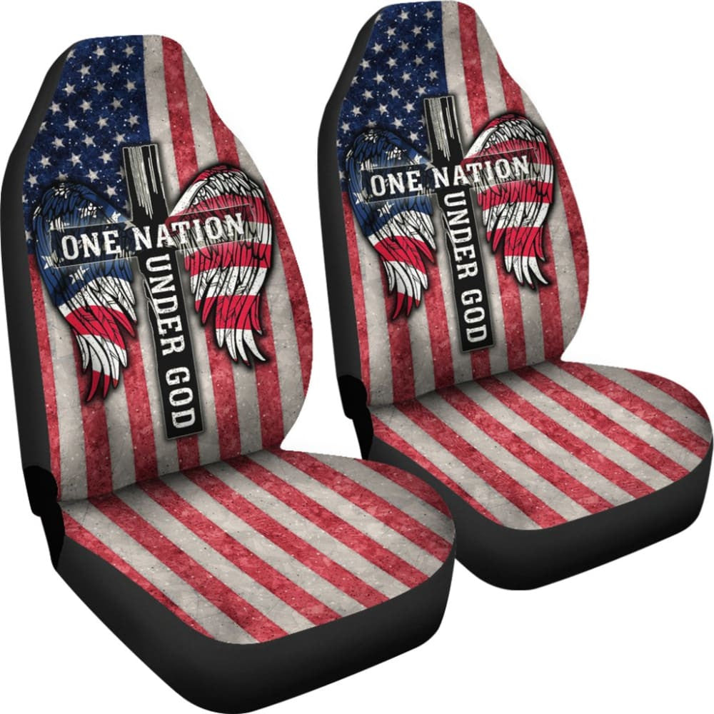 One Nation Under God American Flag Wings Cross Car Seat Covers