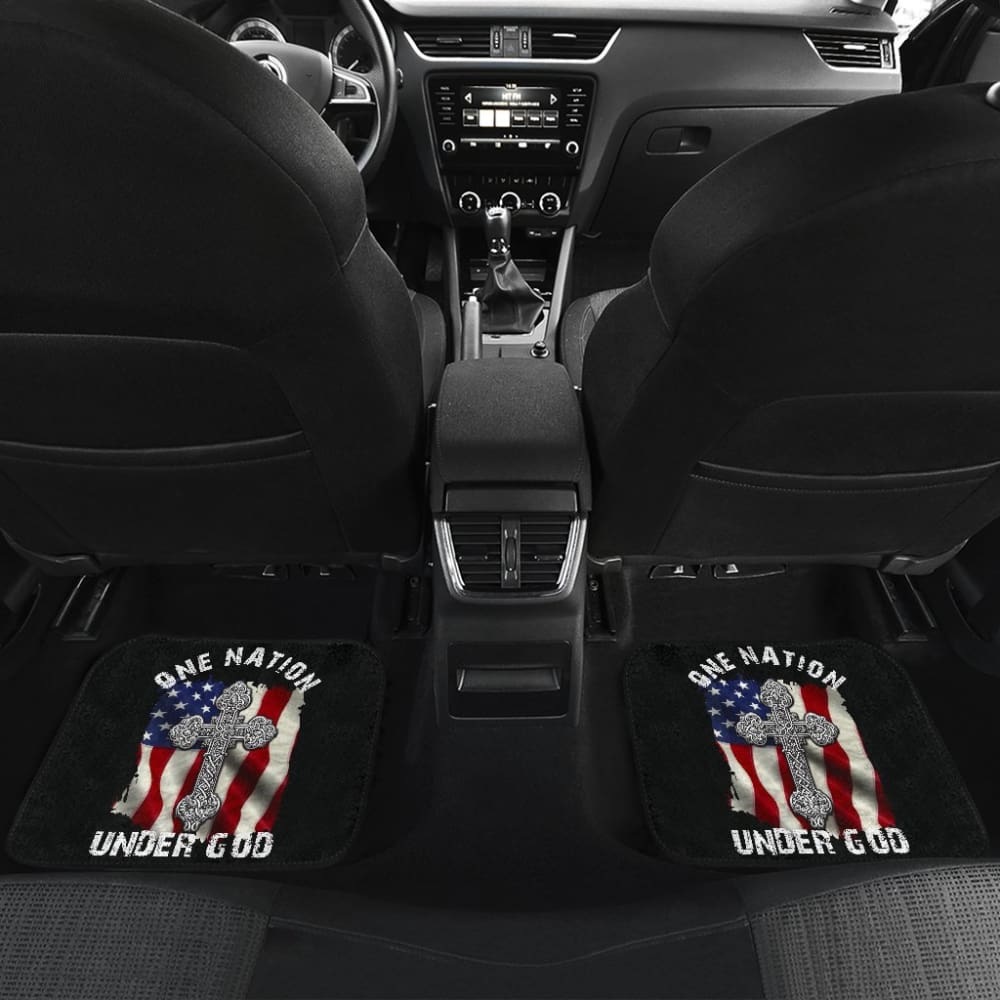 One Nation Under God American Flag Cross Car Floor Mats