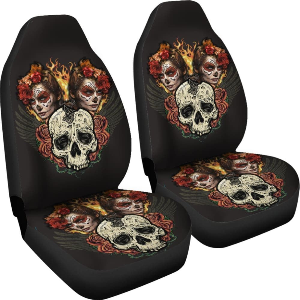 Fire Sugar Skull Car Seat Covers