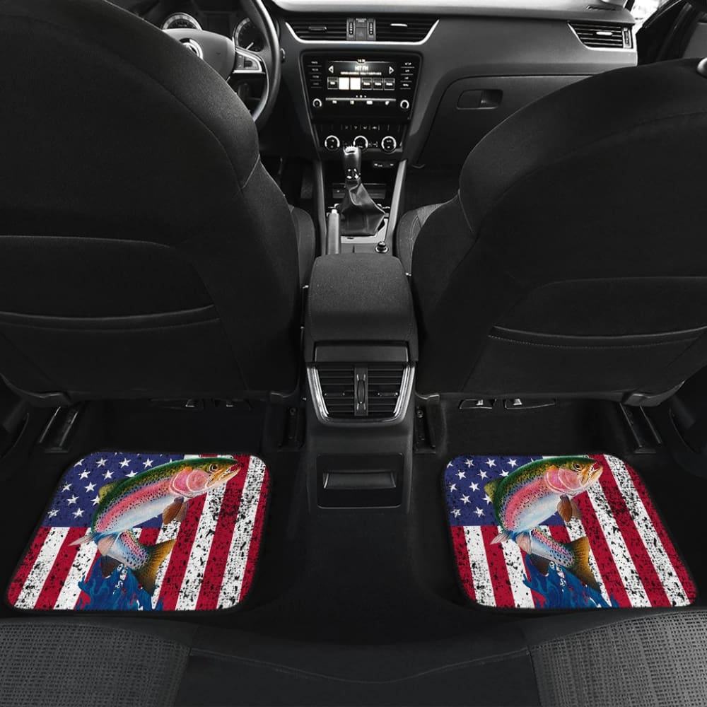 Trout Fish American Flag Art Automotive Car Floor Mats