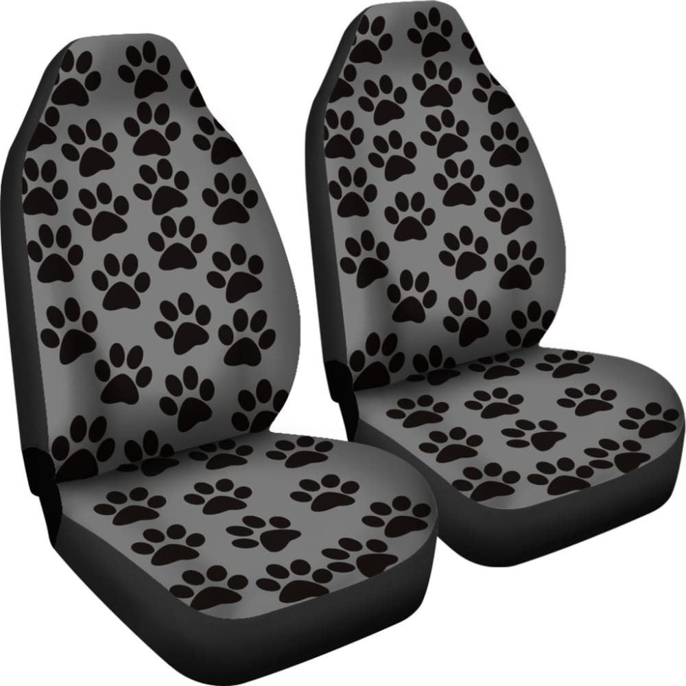 Paw Print Car Seat Covers Grey/Black -