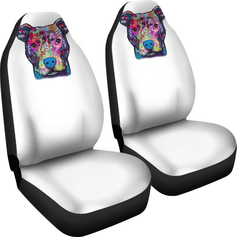 Pit Bull Design Car Seat Covers White Back