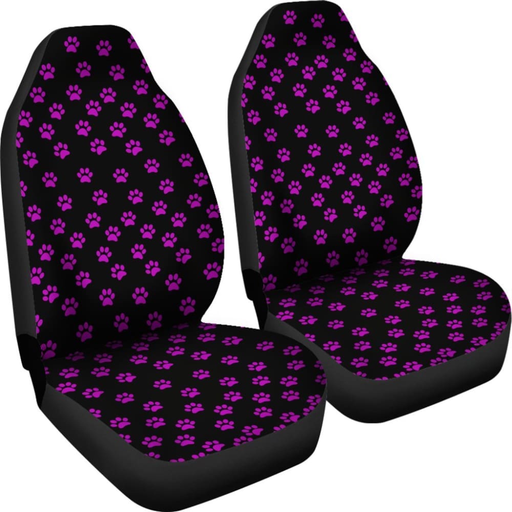 Bright Purple Paw Prints Seat Cover