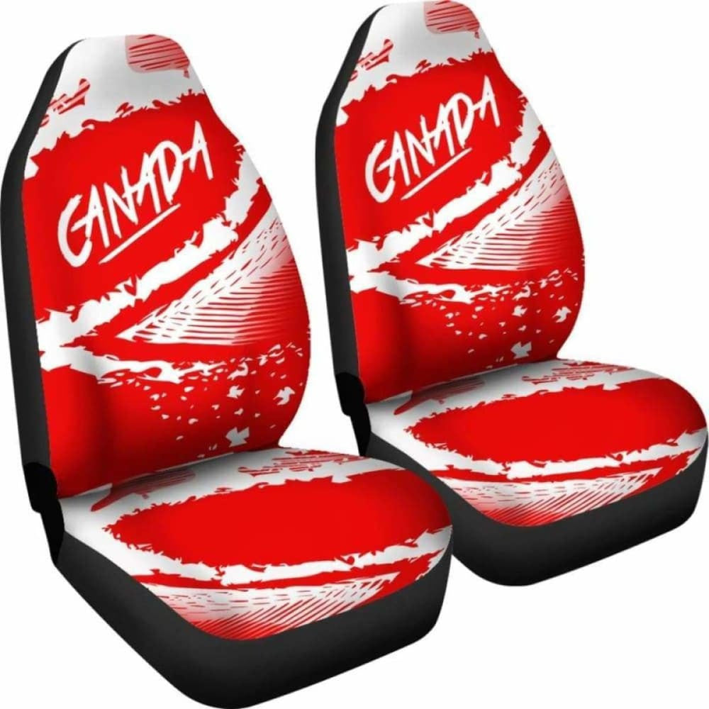 Canada Car Seat Covers - Red White Color Blur Style -