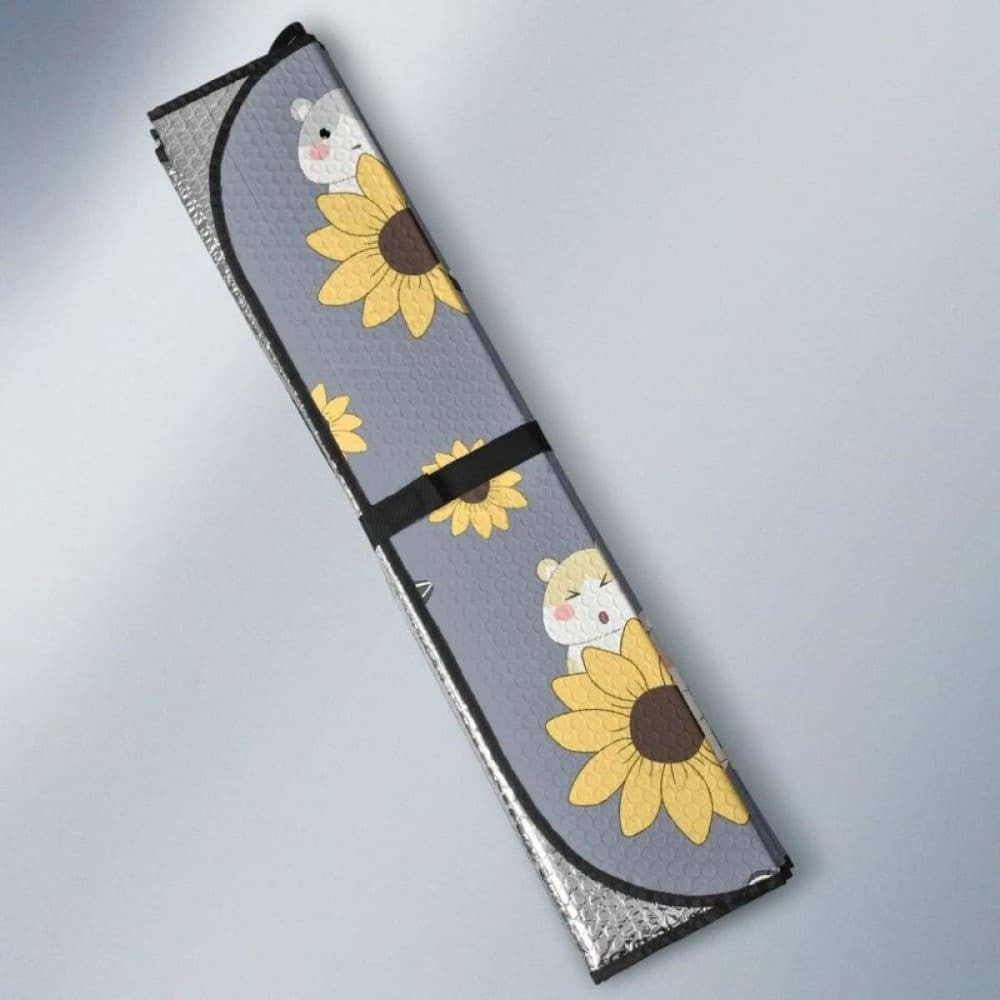 Cute Hamster Sunflower Pattern Background Car Auto Sun Shades