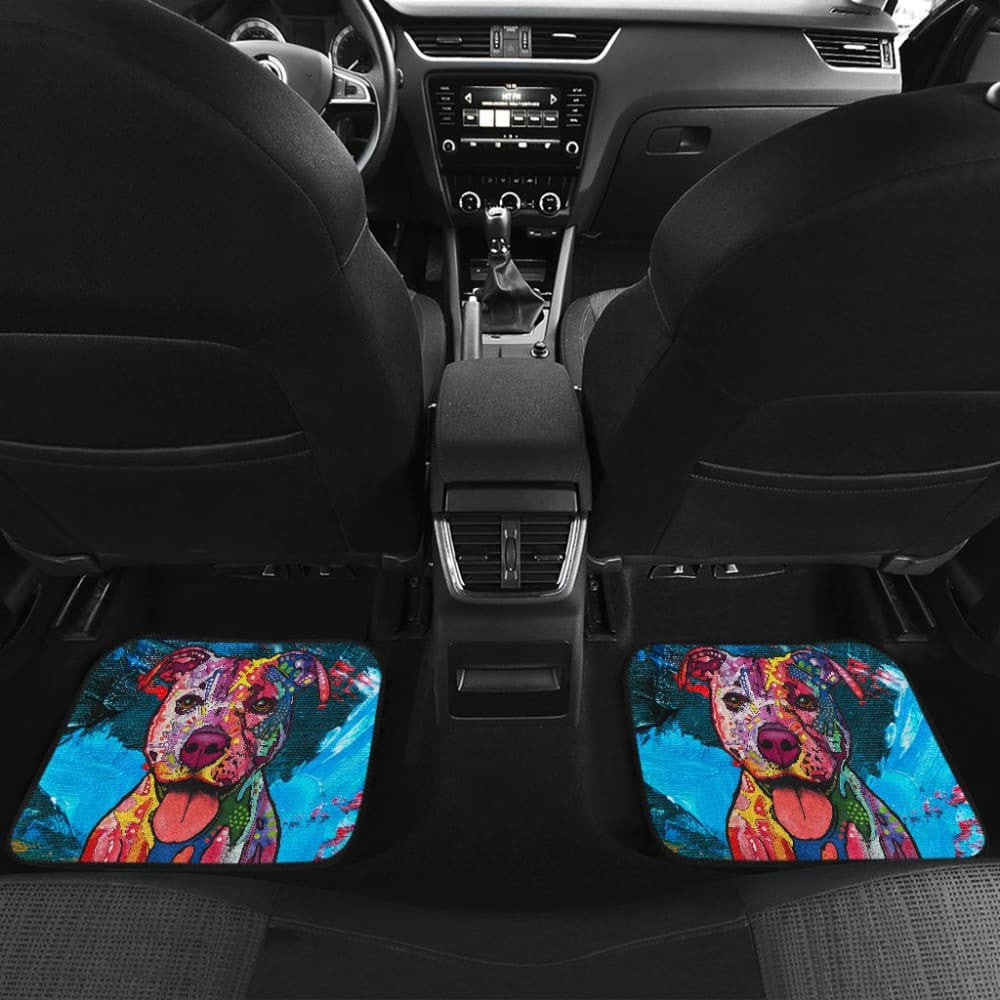 Colorful Pitbull Love a Bull Car Floor Mats