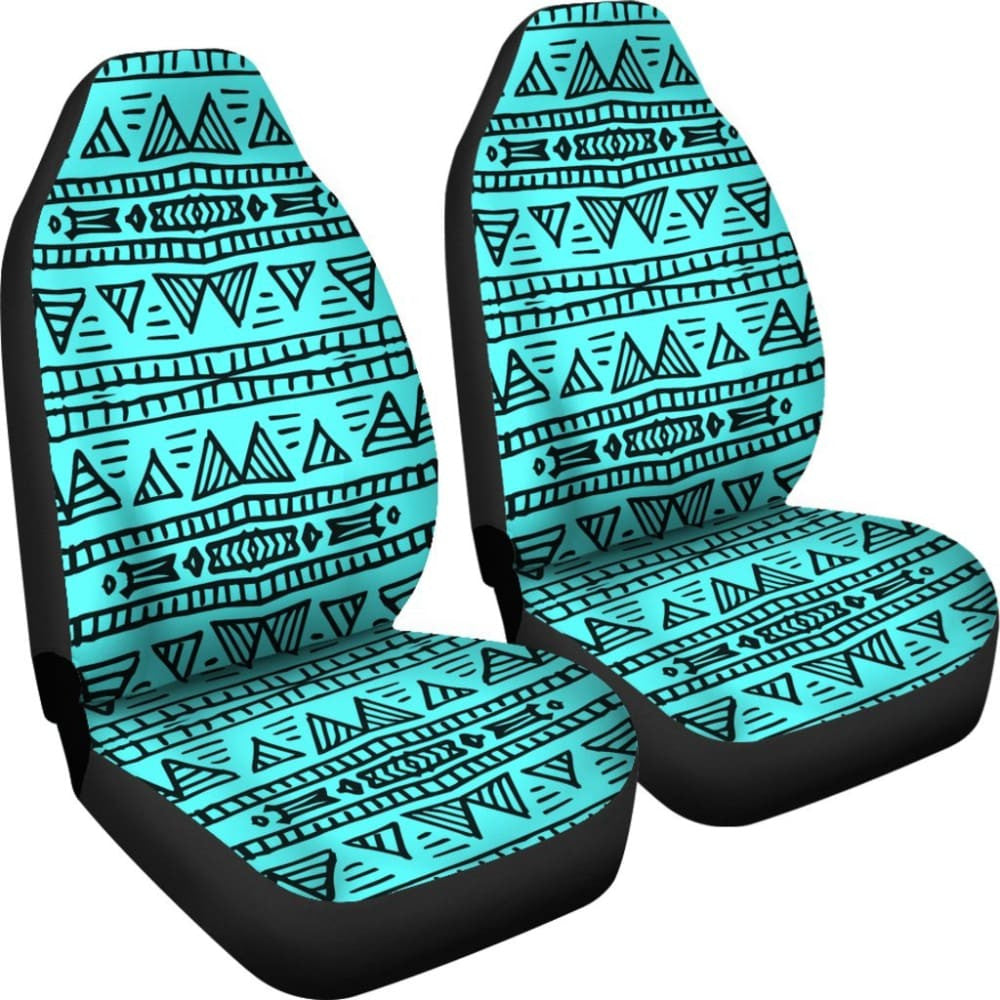 Aztec Teal Car Seat Covers Pair Design