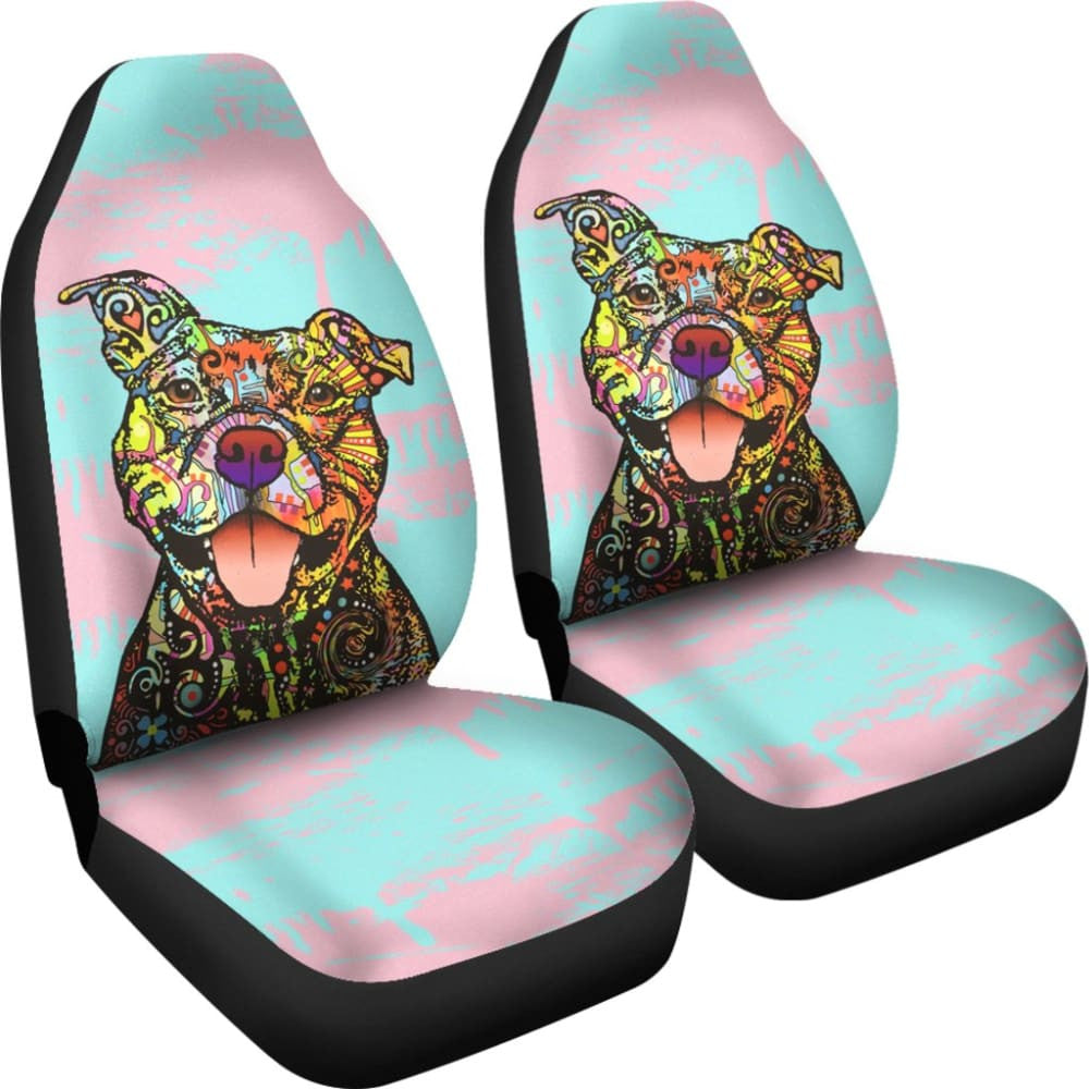 Colorful Pitbull Amazing Gift Ideas For Pitbull Lovers Car Seat Covers