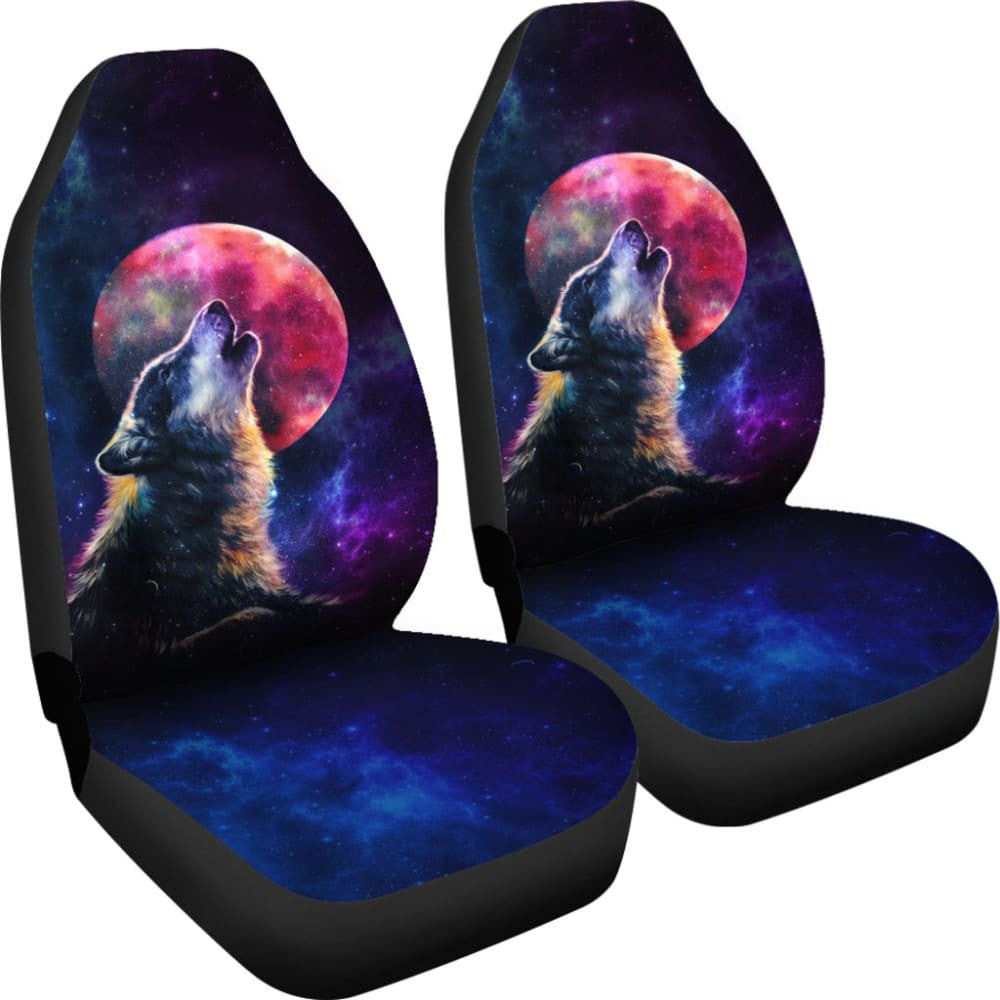Amazing Galaxy Wolf And Red Moon Car Seat Covers
