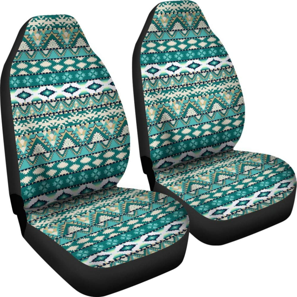 Colorful Aztec Green Design Car Seat Covers