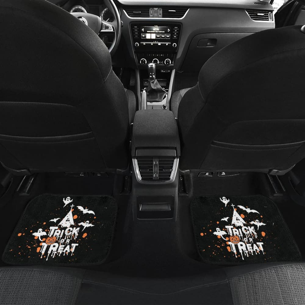 White Orange Trick or Treat Halloween Car Floor Mats