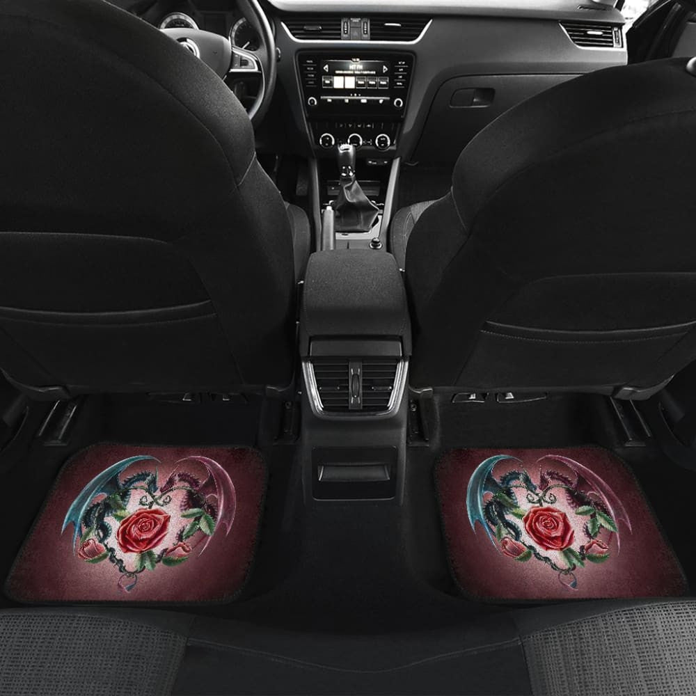 Sweet Love Dragons, Roses And Heart Car Floor Mats