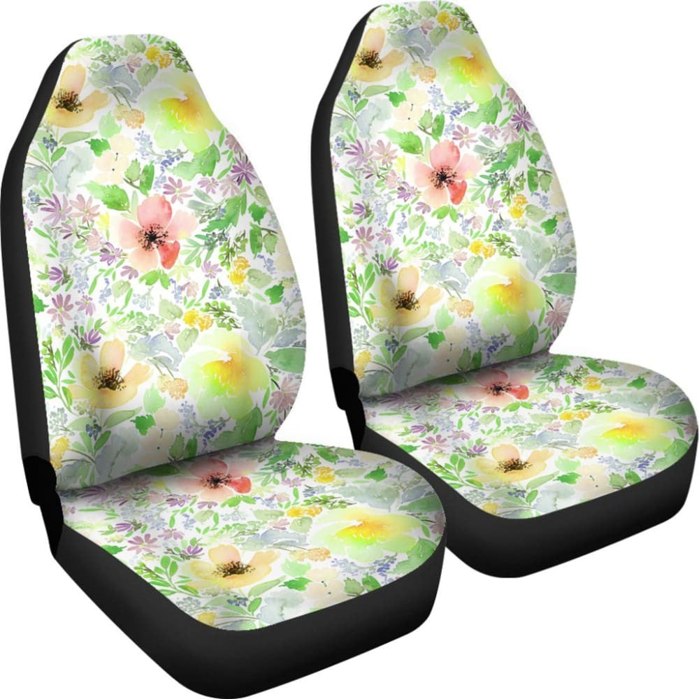 Colorful Green Watercolor Floral Car Seat Covers