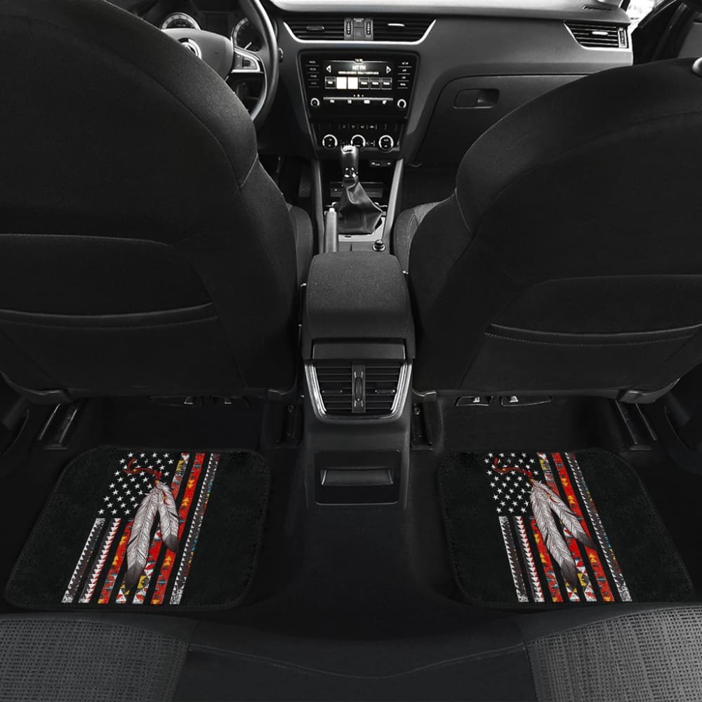 Native Feather American Flag Car Floor Mats Accessories