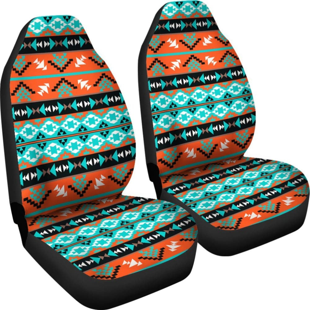 Orange & Blue Aztec Car Seat Covers
