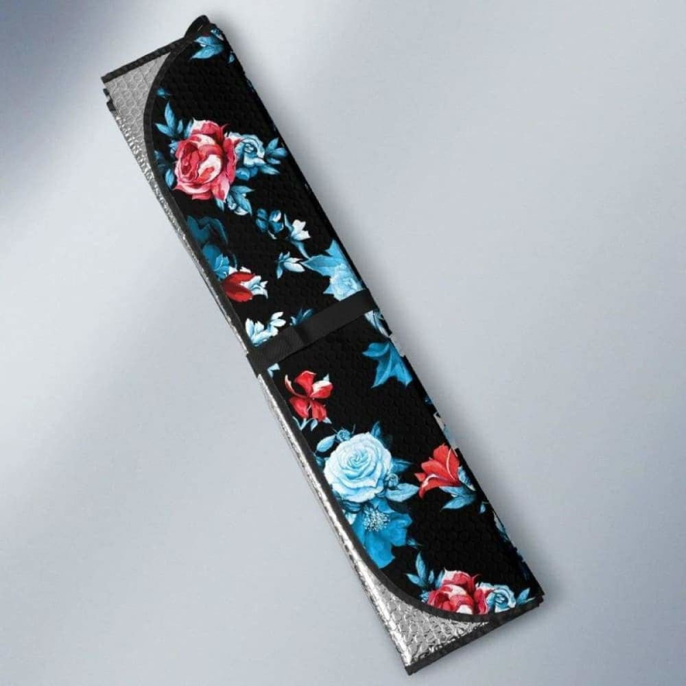 Skull Flower Roses Leave Pattern Car Auto Sun Shades