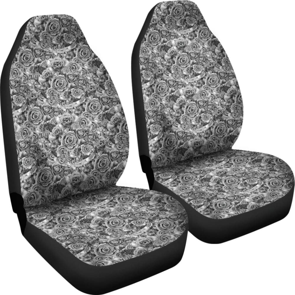 Rose Car Seat Covers Black White Roses Goth Gothic Emo Front Bucket Seats Suv Or Car