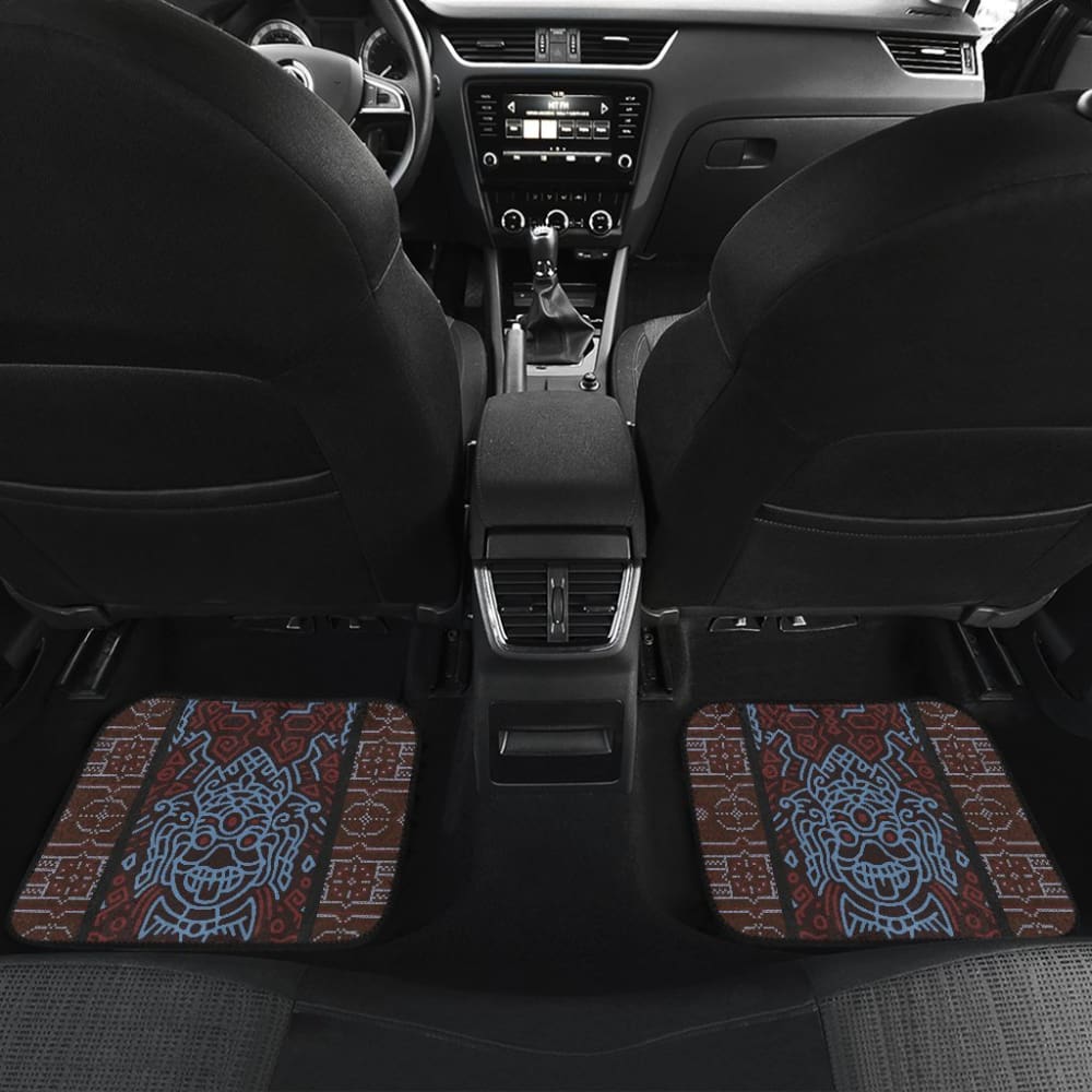 Boho Aztec Elephant Brown Blue Car Mat Set