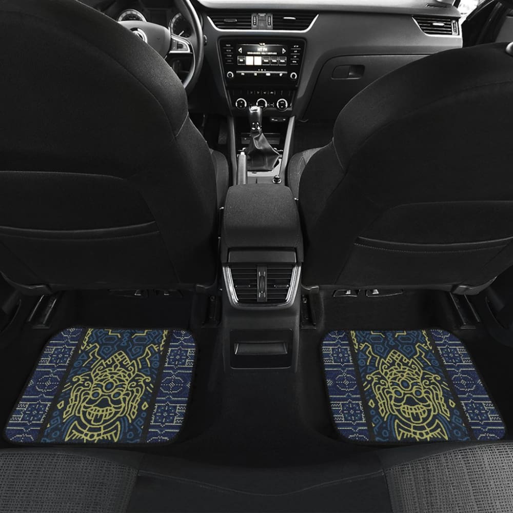 Boho Aztec Elephant Mustard Yellow Blue Car Mat Set