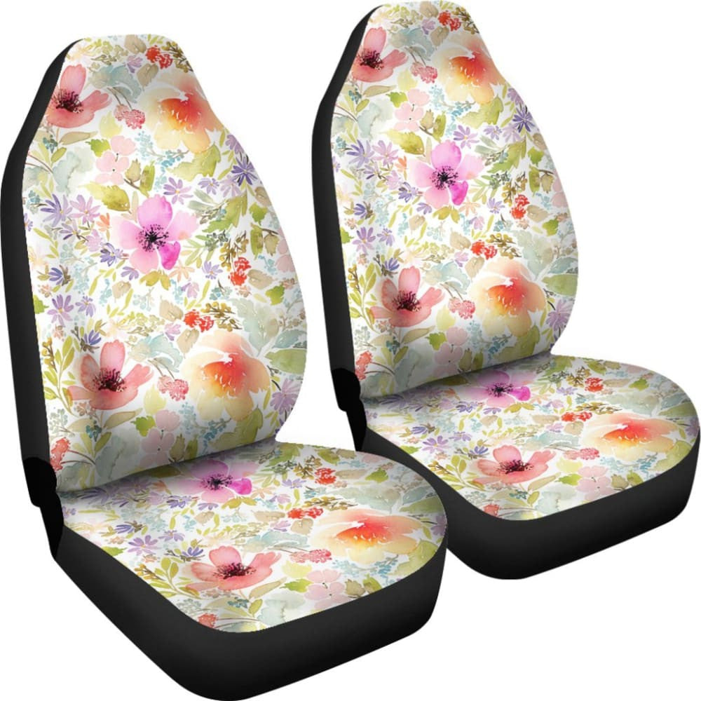 Colorful Pink Watercolor Floral Car Seat Covers