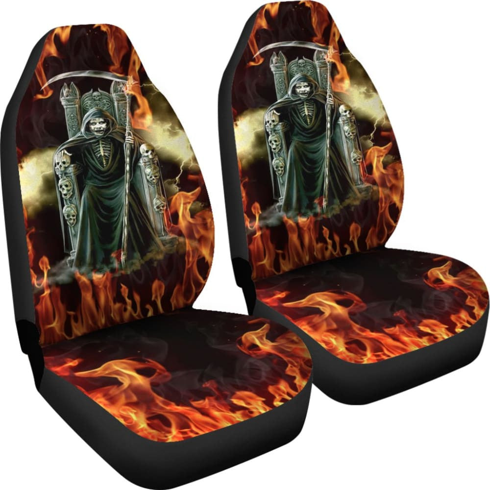 Flaming Grim Reaper Fire Car Seat Covers