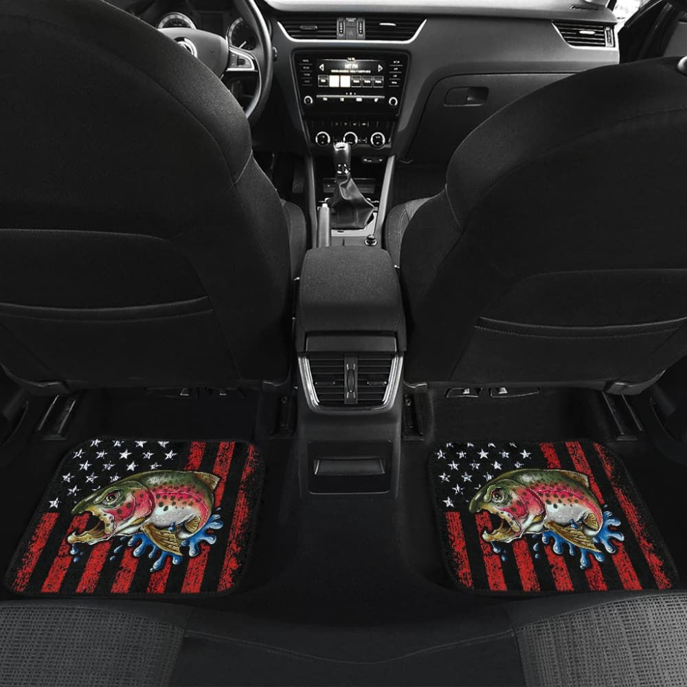 Brook Trout Fishing American Flag Car Floor Mats
