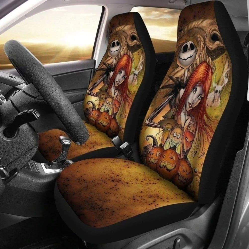 Jack & Sally Nightmare Before Christmas Orange Car Seat Covers