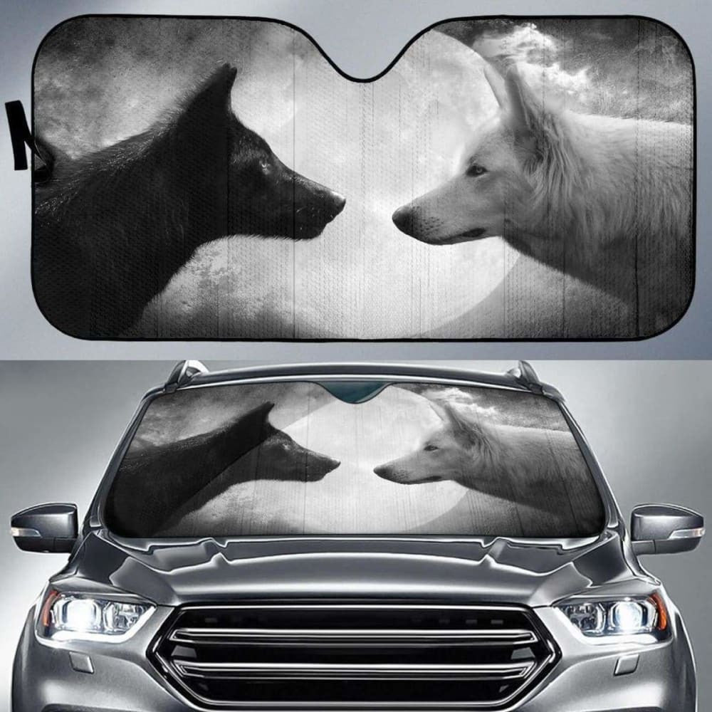 Black & White Wolf Auto Sun Shade