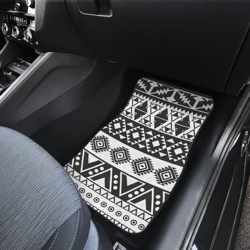 Aztec Pattern Black And White Car Mat