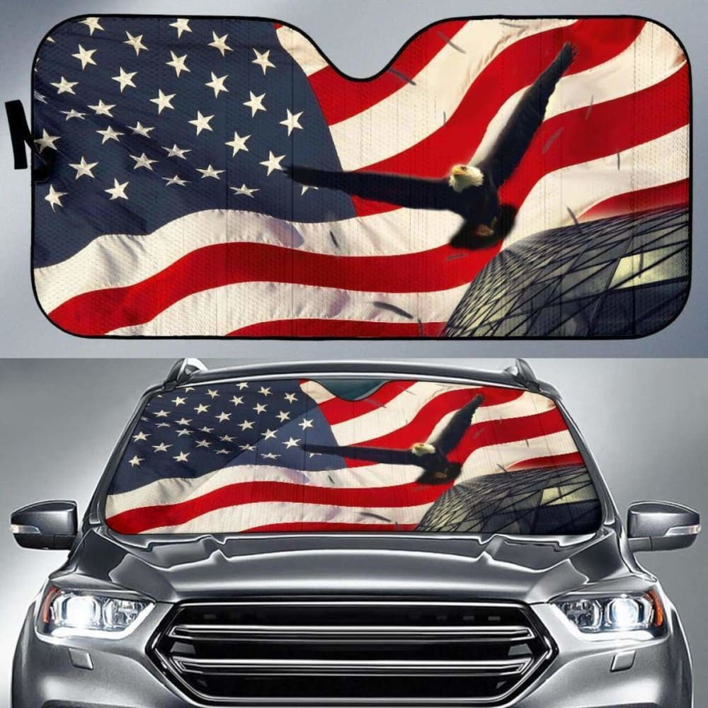 Eagle Fly American Flag Day Auto Sun Shade Amazing