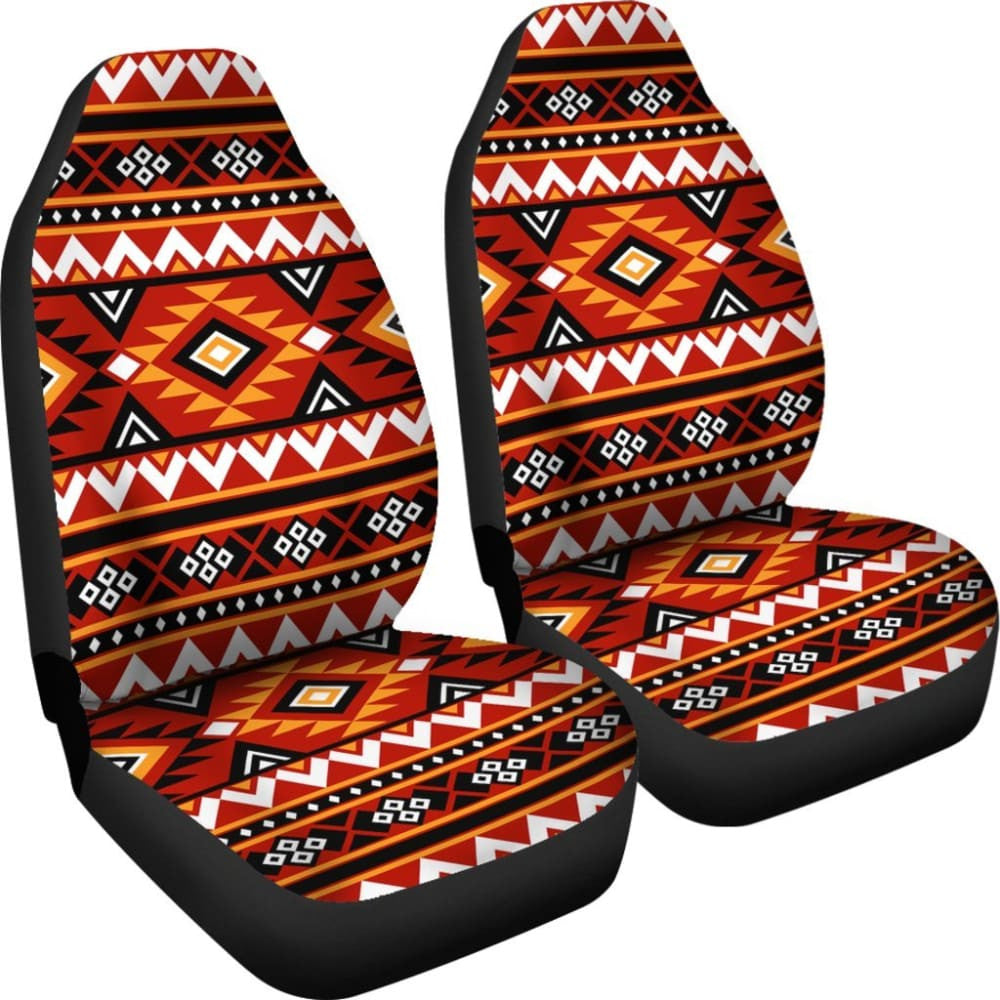 Fire Red Aztec Ajrak Car Seat Covers