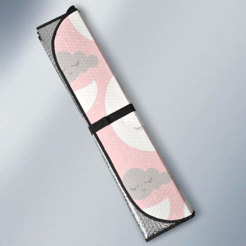 Cute Moon Cloud Star Pattern Pink Dot Background Car Auto Sun Shades