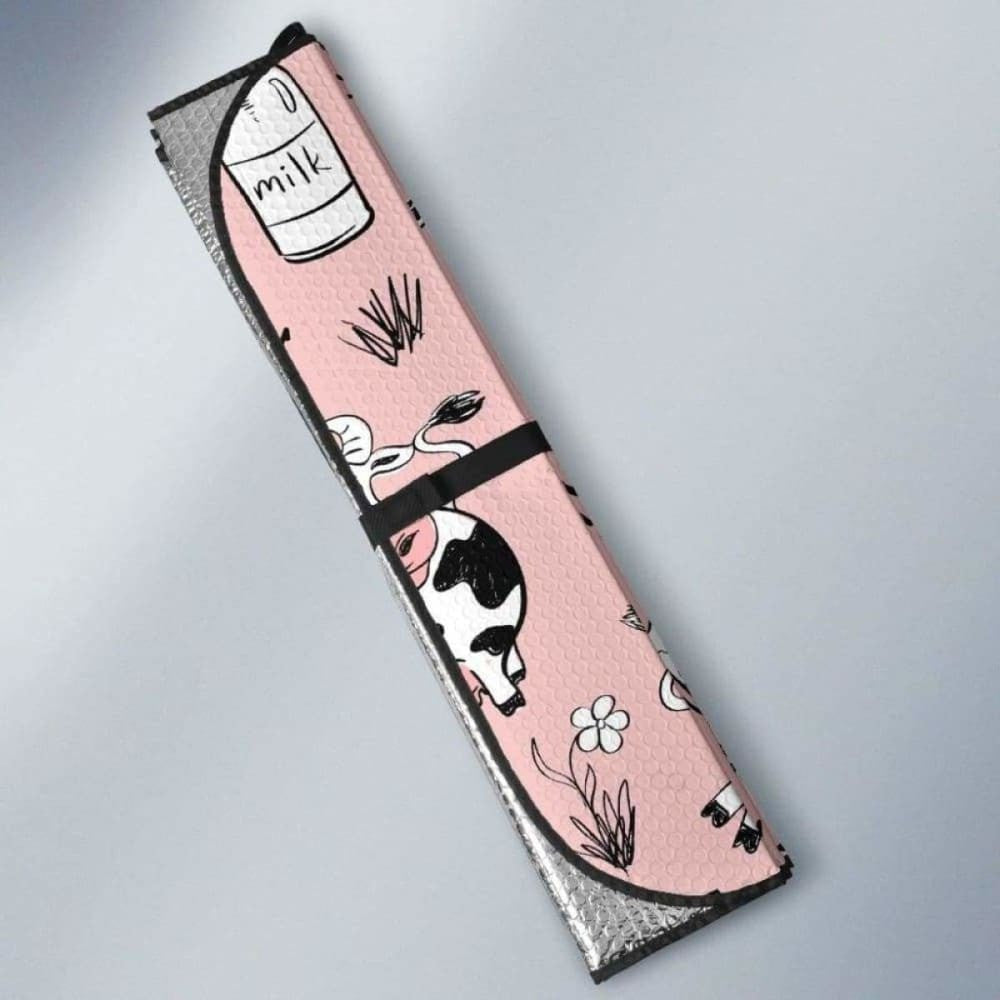 Cows Milk Product Pink Background Car Auto Sun Shades