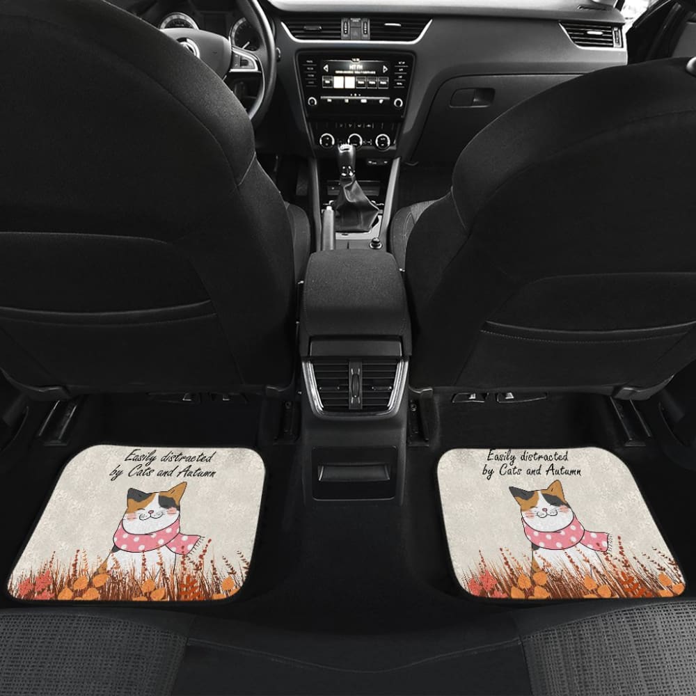 Easily Distracted By Cats And Autumn Car Accessories Gift Ideas Car Floor Mats
