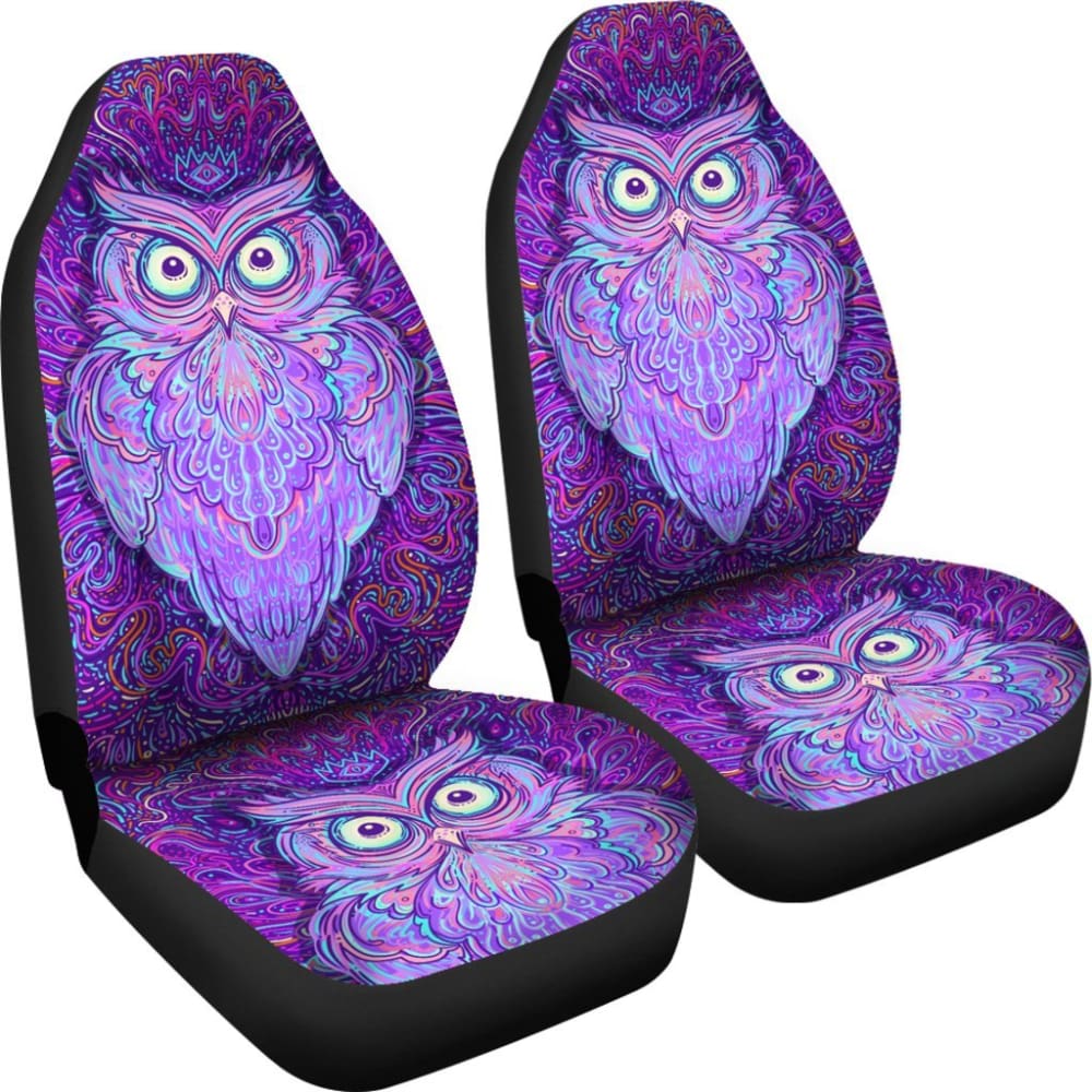 Purple Mandala Owl Car Seat Cover