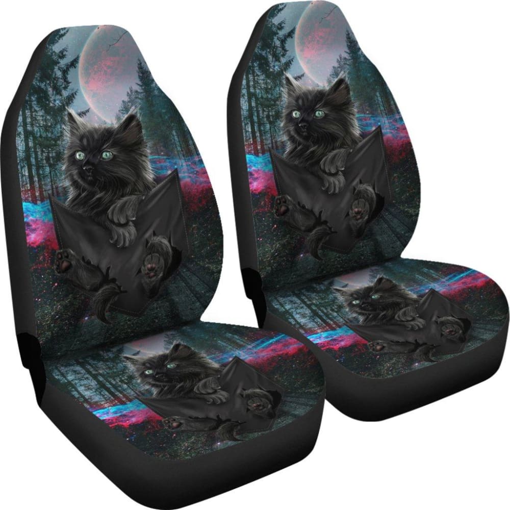 Black Kittie Cat Car Seat Covers