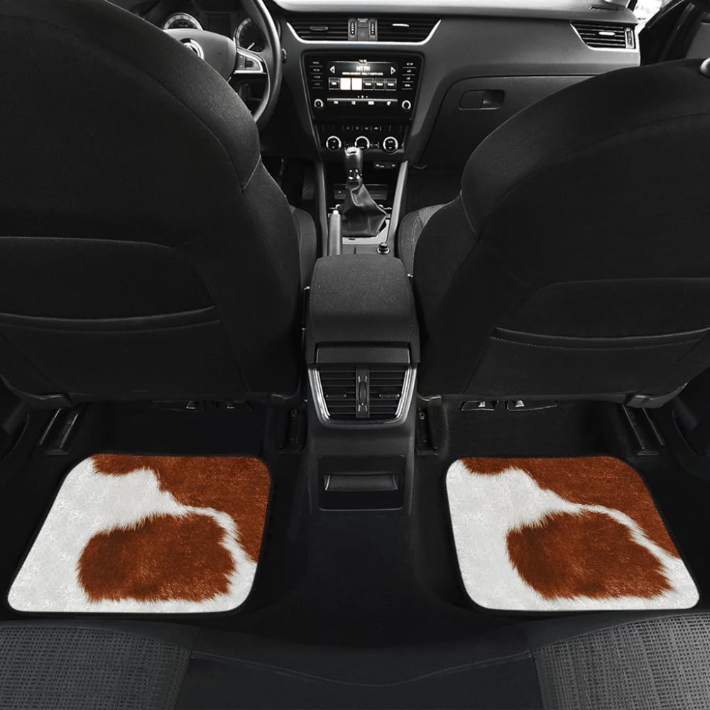 Cowhide Print Brown Themed Car Floor Mats