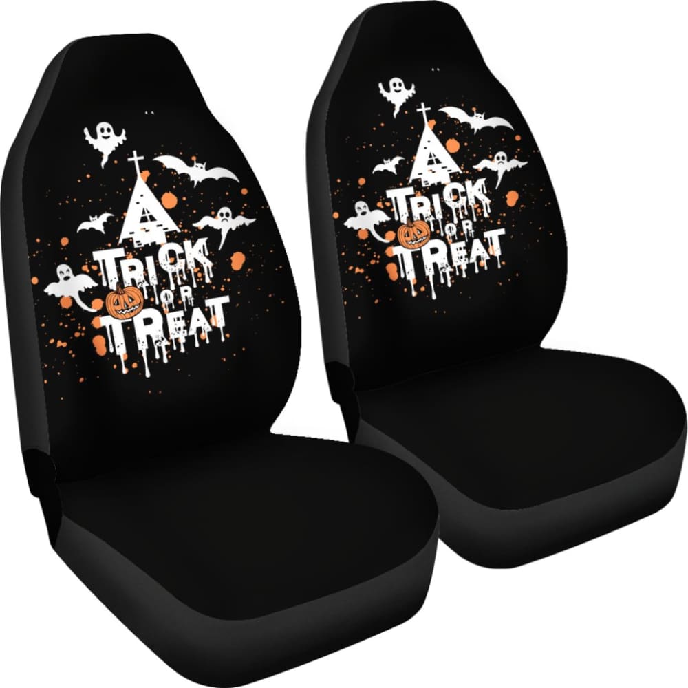 White Orange Trick or Treat Halloween Car Seat Covers