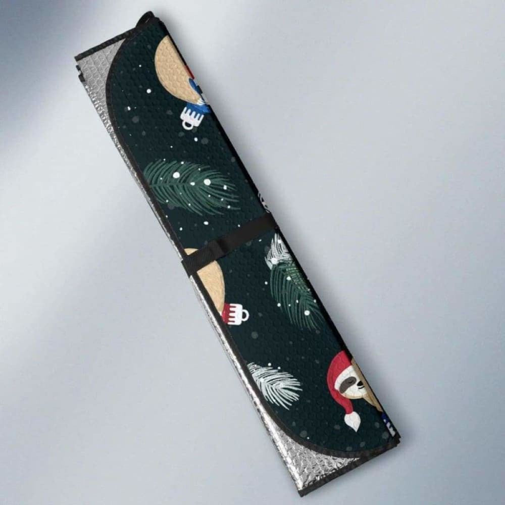 Cute Sloths Sleeping Christmas Ball Santa Hat Pattern Car Auto Sun Shades