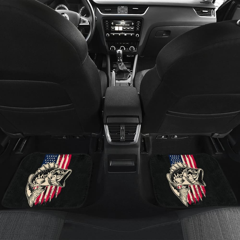 Stars And Stripes Largemouth Bass Fishing Custom American Flag Car Floor Mats
